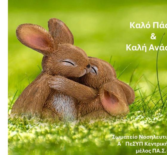 ΕΥΧΕΣ ΓΙΑ ΚΑΛΟ ΠΑΣΧΑ ΚΑΙ ΚΑΛΗ ΑΝΑΣΤΑΣΗ ΑΠΟ ΤΟ ΣΩΜΑΤΕΙΟ ΝΟΣΗΛΕΥΤΙΚΟΥ ΠΡΟΣΩΠΙΚΟΥ Α' ΠεΣΥΠ ΚΕΝΤΡΙΚΗΣ ΜΑΚΕΔΟΝΙΑΣ